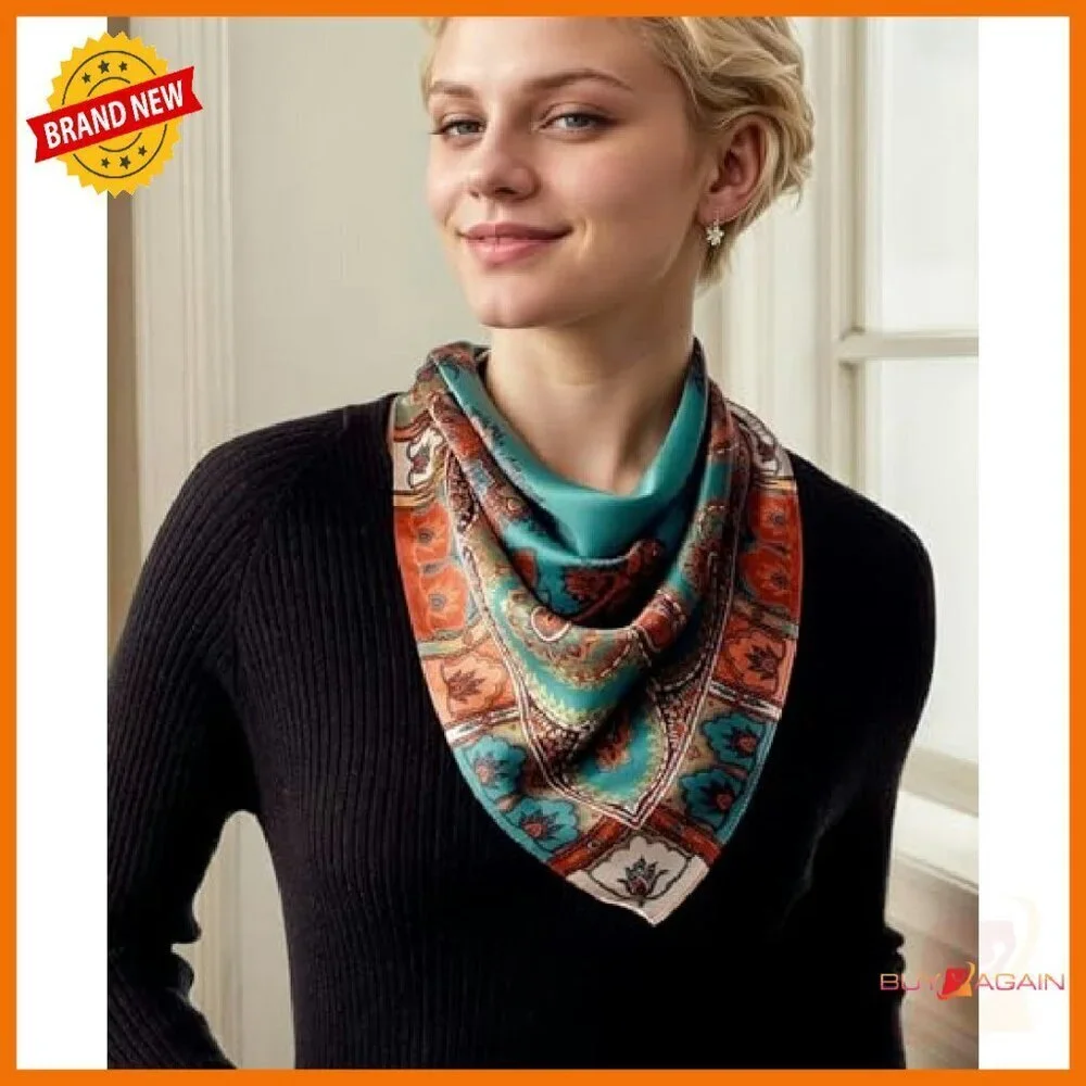 100% Mulberry Silk Square Scarf 25.6